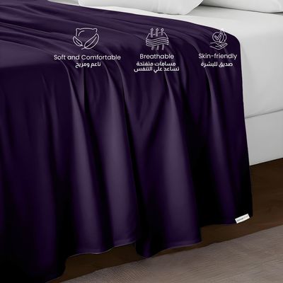Cotton Home 1pcs Flat Sheet Super Soft 160X220cm Violet