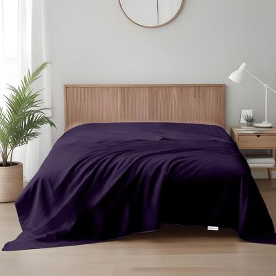 Cotton Home 1pcs Flat Sheet Super Soft 160X220cm Dark Purple