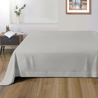 Cotton Home 1pcs Flat Sheet Super Soft 160X220cm Grey