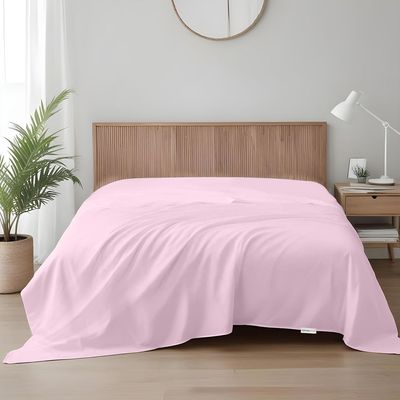 Cotton Home 1pcs Flat Sheet Super Soft 160X220cm Light Pink