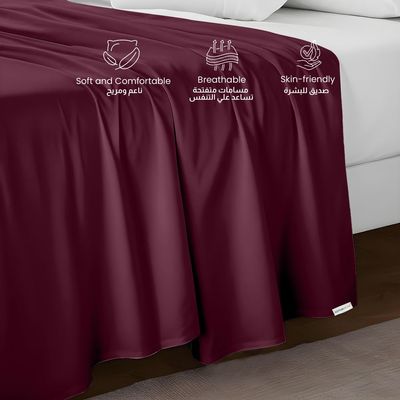 Cotton Home 1pcs Flat Sheet Super Soft 160X220cm Burgundy