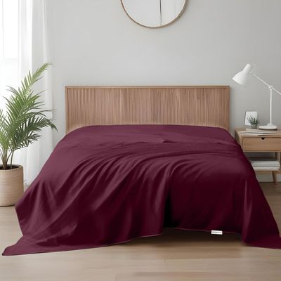 Cotton Home 1pcs Flat Sheet Super Soft 160X220cm Burgundy