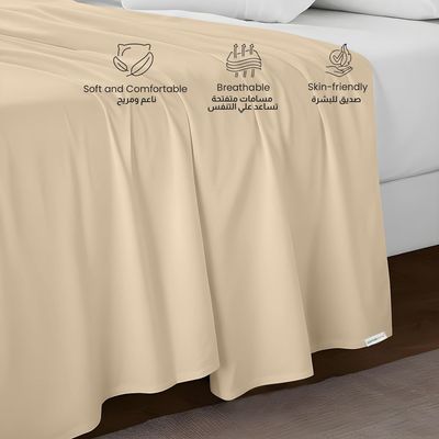 Cotton Home 1pcs Flat Sheet Super Soft 160X220cm Stone Beige