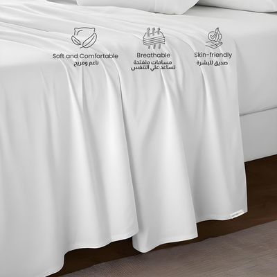 Cotton Home 1pcs Flat Sheet Super Soft 200X220cm White