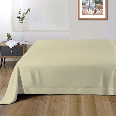 Cotton Home 1pcs Flat Sheet Super Soft 200X220cm Beige dk