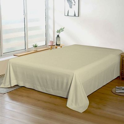 Cotton Home 1pcs Flat Sheet Super Soft 200X220cm Beige dk