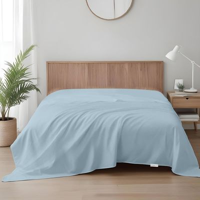 Cotton Home 1pcs Flat Sheet Super Soft 200X220cm Metallic Blue