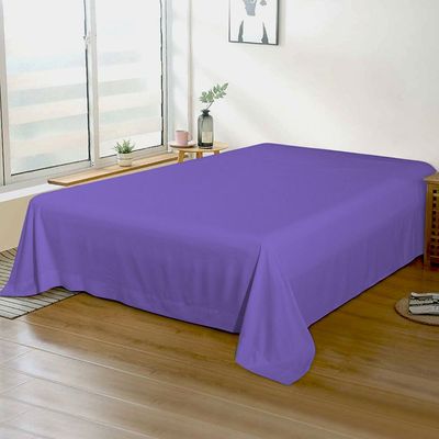 Cotton Home 1pcs Flat Sheet Super Soft 200X220cm Violet