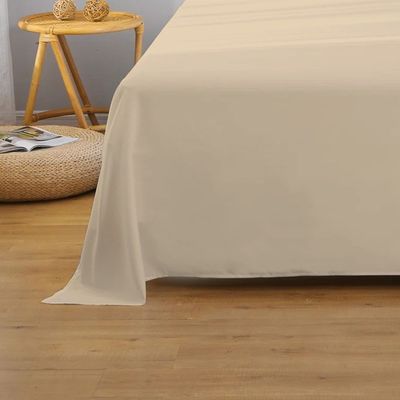 Cotton Home 1pcs Flat Sheet Super Soft 200X220cm Beige