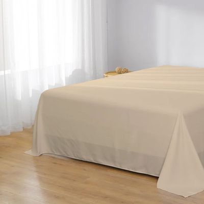 Cotton Home 1pcs Flat Sheet Super Soft 200X220cm Beige