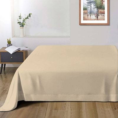 Cotton Home 1pcs Flat Sheet Super Soft 200X220cm Beige