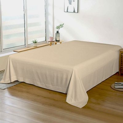 Cotton Home 1pcs Flat Sheet Super Soft 200X220cm Beige