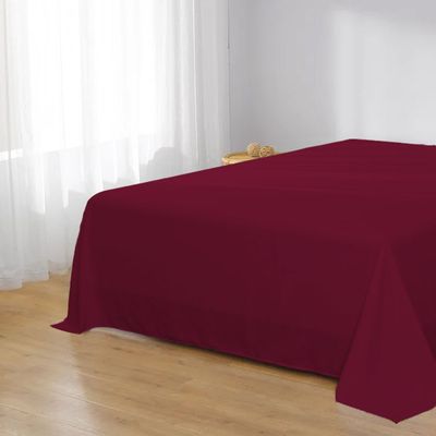 Cotton Home 1pcs Flat Sheet Super Soft 200X220cm Burgundy