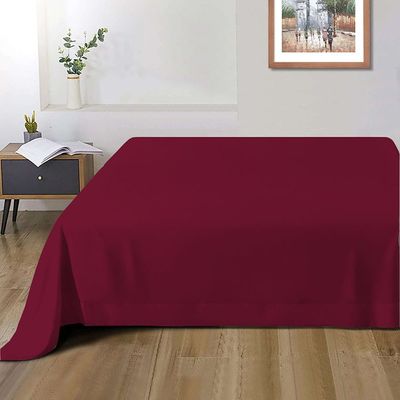 Cotton Home 1pcs Flat Sheet Super Soft 200X220cm Burgundy