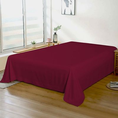 Cotton Home 1pcs Flat Sheet Super Soft 200X220cm Burgundy