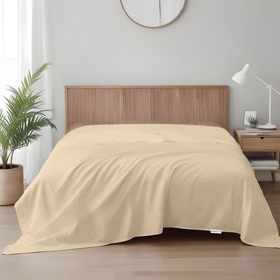 Cotton Home 1pcs Flat Sheet Super Soft 200X220cm Stone Beige