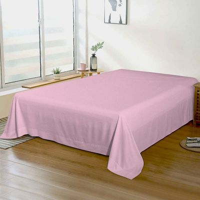 Cotton Home 1pcs Flat Sheet Super Soft 220X240cm Pink