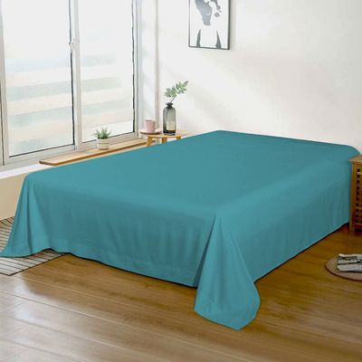 1pcs Flat Sheet Super Soft 220X240cm Teal