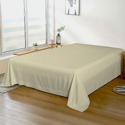 Cotton Home 1pcs Flat Sheet Super Soft 220X240cm Beige dk