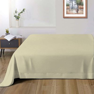 Cotton Home 1pcs Flat Sheet Super Soft 220X240cm Beige dk