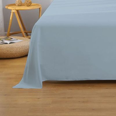 Cotton Home 1pcs Flat Sheet Super Soft 220X240cm Metallic Blue