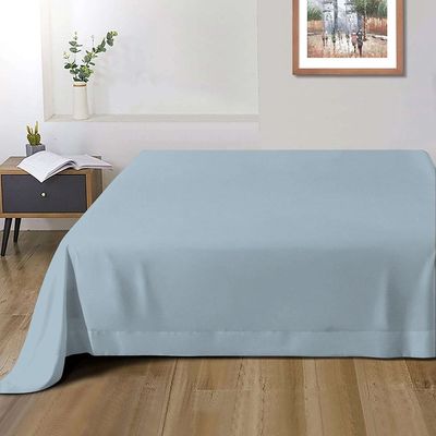 Cotton Home 1pcs Flat Sheet Super Soft 220X240cm Metallic Blue