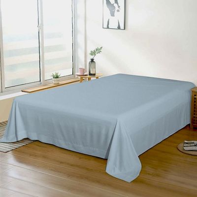 Cotton Home 1pcs Flat Sheet Super Soft 220X240cm Metallic Blue