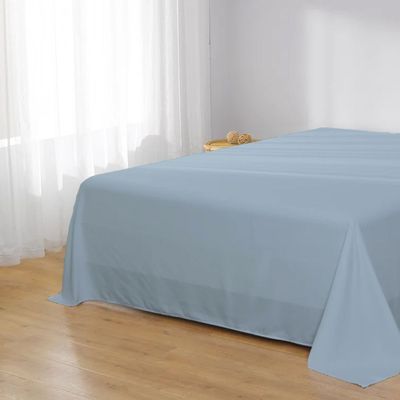 Cotton Home 1pcs Flat Sheet Super Soft 220X240cm Metallic Blue