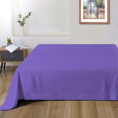 Cotton Home 1pcs Flat Sheet Super Soft 220X240cm Violet