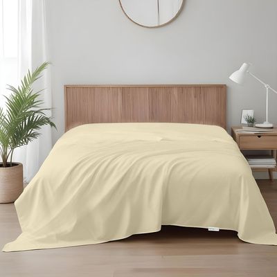 Cotton Home 1pcs Flat Sheet Super Soft 220X240cm Beige