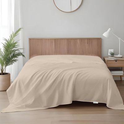 Cotton Home 1pcs Flat Sheet Super Soft 240X260cm Beige dk