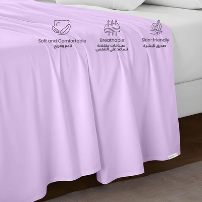 Cotton Home 1pcs Flat Sheet Super Soft 240X260cm Light Purple