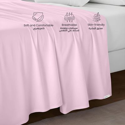 Cotton Home 1pcs Flat Sheet Super Soft 240X260cm Light Pink