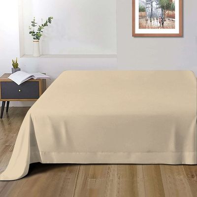 Cotton Home 1pcs Flat Sheet Super Soft 240X260cm Beige