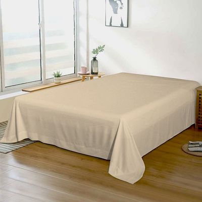 Cotton Home 1pcs Flat Sheet Super Soft 240X260cm Beige