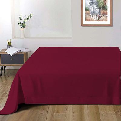 Cotton Home 1pcs Flat Sheet Super Soft 240X260cm Burgundy