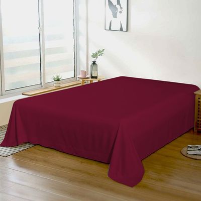 Cotton Home 1pcs Flat Sheet Super Soft 240X260cm Burgundy