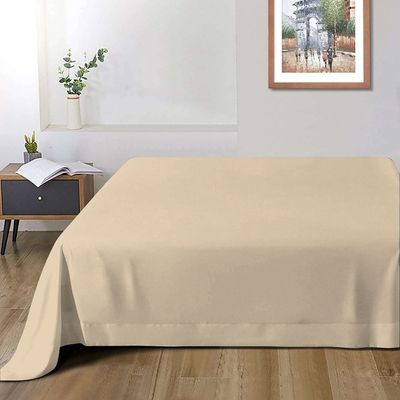 Cotton Home 1pcs Flat Sheet Super Soft 240X260cm Stone Beige