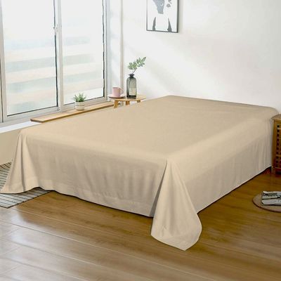 Cotton Home 1pcs Flat Sheet Super Soft 240X260cm Stone Beige