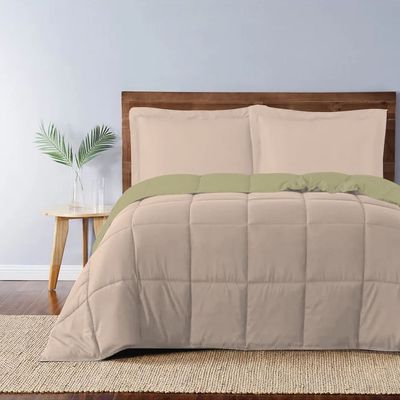  Adult 3pc Set Reversible Comforter -220x240 with 2 Pillowsham 50x75+5cm Reverse Mustard and Front Dk.Phone 