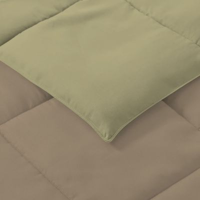 Adult 3pc Set Reversible Comforter -220x240 with 2 Pillowsham 50x75+5cm Reverse Mustard and Front Dark Beige  -