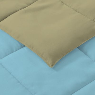  Adult 3pc Set Reversible Comforter -220x240 with 2 Pillowsham 50x75+5cm Reverse Mustard and Front Teal