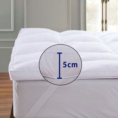  Mattress Topper, 140 x 200 + 5 cm Size, Super Soft White