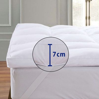  Mattress Topper, 160 x 200 + 7 cm Size, Super Soft White