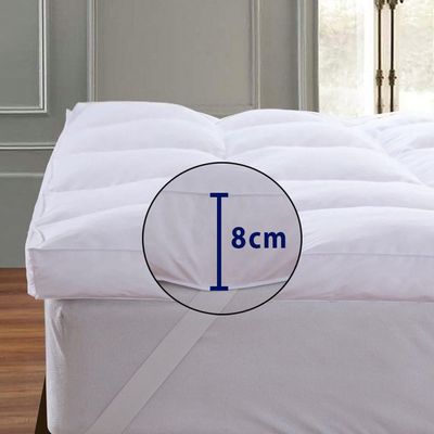  Mattress Topper, 120 x 200 + 8 cm Size, Super Soft White