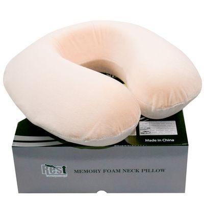 Cotton Home Memory Neck Pillow - Beige- 33X30 cm