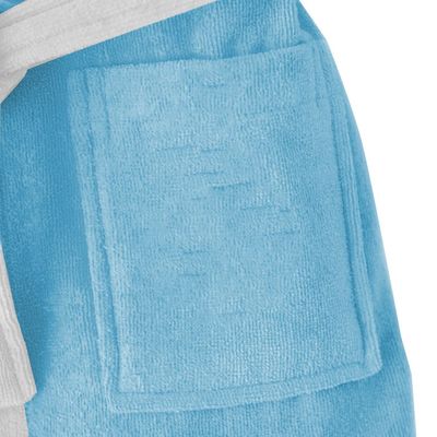  Panda Embroidered Kids Bathrobe with Hood and Tie Up BeLight - Aqua,12-14year