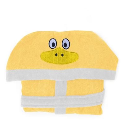  Duck Embroidered Kids Bathrobe with Hood and Tie Up BeLight - Yellow, 04-06 year