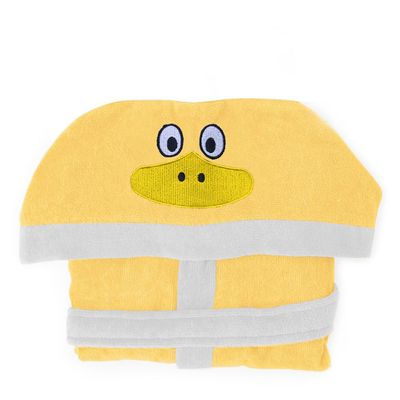 Duck Embroidered Kids Bathrobe with Hood and Tie Up BeLight - Yellow, 04-06 year