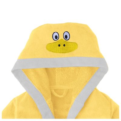  Duck Embroidered Kids Bathrobe with Hood and Tie Up BeLight - Yellow,06-08year